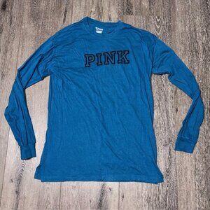 Victoria's Secret Pink Long Sleeve Green Shirt Spellout T-Shirt Size XS